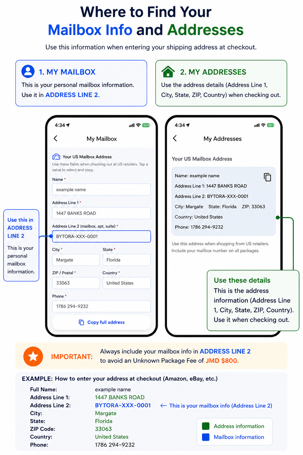Where to find your mailbox info and addresses