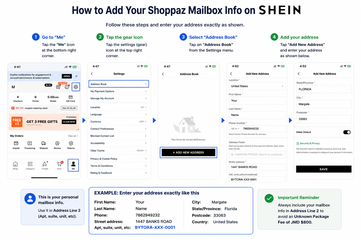 How to add your ByShip mailbox info on SHEIN